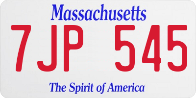 MA license plate 7JP545