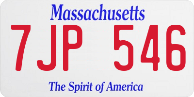 MA license plate 7JP546