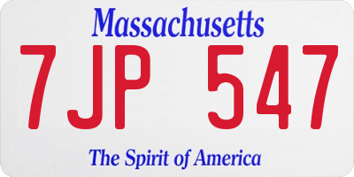 MA license plate 7JP547