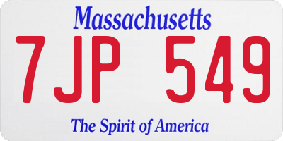 MA license plate 7JP549