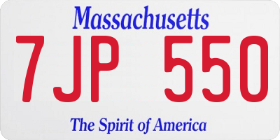 MA license plate 7JP550