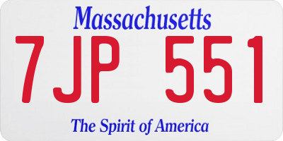 MA license plate 7JP551