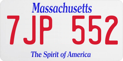 MA license plate 7JP552