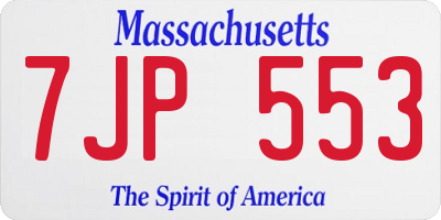 MA license plate 7JP553