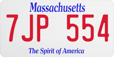 MA license plate 7JP554