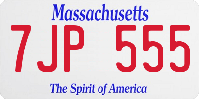 MA license plate 7JP555