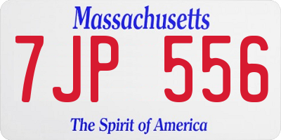 MA license plate 7JP556
