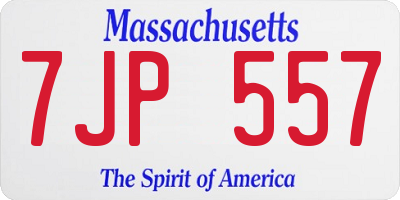 MA license plate 7JP557