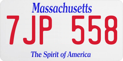 MA license plate 7JP558