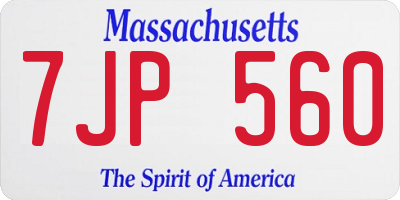 MA license plate 7JP560