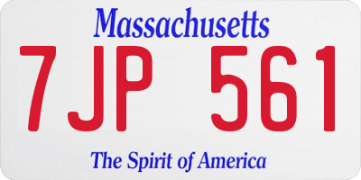 MA license plate 7JP561