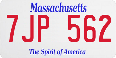 MA license plate 7JP562