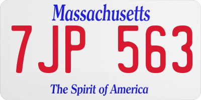 MA license plate 7JP563