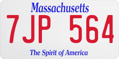 MA license plate 7JP564