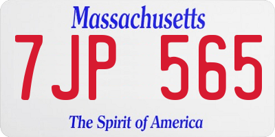 MA license plate 7JP565