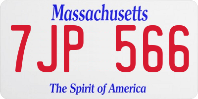 MA license plate 7JP566