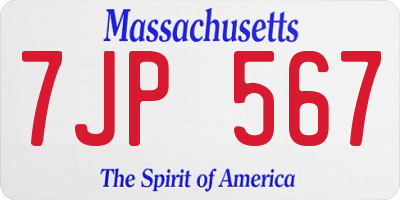 MA license plate 7JP567