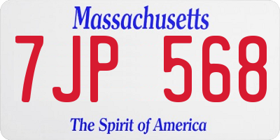 MA license plate 7JP568