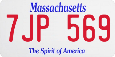 MA license plate 7JP569
