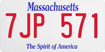 MA license plate 7JP571