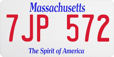 MA license plate 7JP572