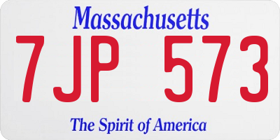 MA license plate 7JP573