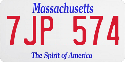 MA license plate 7JP574