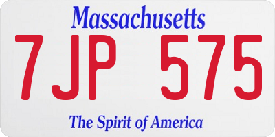 MA license plate 7JP575