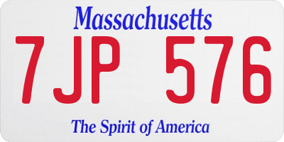 MA license plate 7JP576
