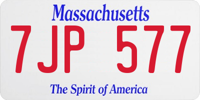MA license plate 7JP577