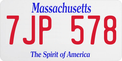 MA license plate 7JP578