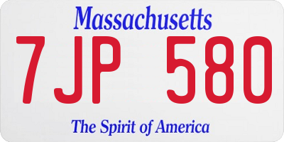 MA license plate 7JP580