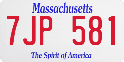 MA license plate 7JP581