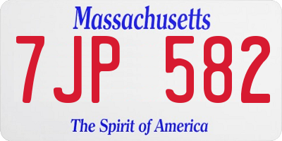 MA license plate 7JP582