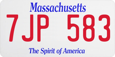 MA license plate 7JP583