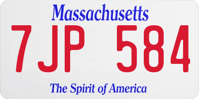 MA license plate 7JP584