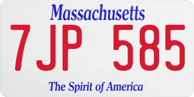 MA license plate 7JP585
