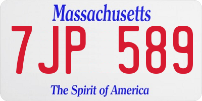 MA license plate 7JP589