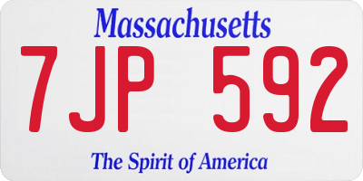 MA license plate 7JP592