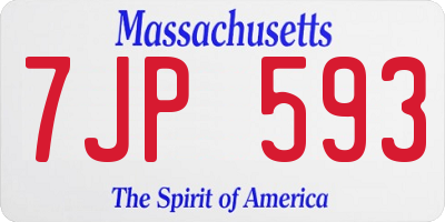MA license plate 7JP593