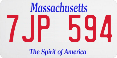 MA license plate 7JP594