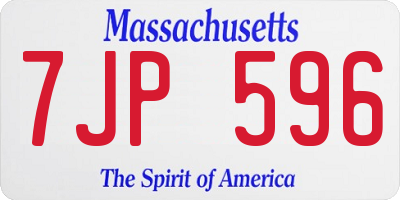 MA license plate 7JP596