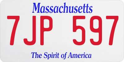 MA license plate 7JP597