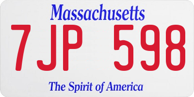 MA license plate 7JP598
