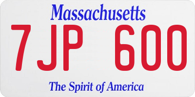 MA license plate 7JP600