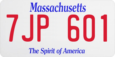 MA license plate 7JP601