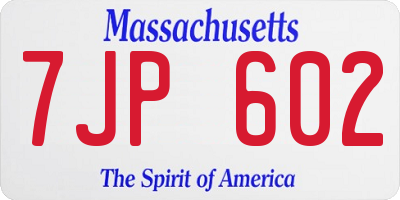 MA license plate 7JP602