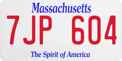 MA license plate 7JP604