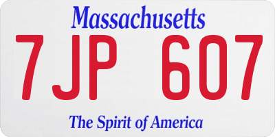 MA license plate 7JP607