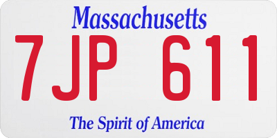 MA license plate 7JP611